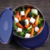 oliveware SOPL (logo) with Device Classic Duo Stainless Steel Storage Container with BPA Free Lid, Leak Proof & Spill Proof, Dishwasher & Freeze Safe, Set of 2 with 1000ml Each - Blue