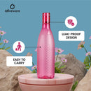 oliveware Honeycomb Design Premium PET Water Bottle With Better Grip, BPA Free & 100% Leak Proof, 1 Litre Bottle, For Home & Office Use, Pack of 6 - Multi
