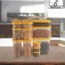 SOPL-OLIVEWARE Modular Storage Containers with Airtight Lid, BPA Free, For Pulses, Rice, Dal & Atta, Set of 12 (3x1800ml, 3x1200ml, 3x600ml & 3x180ml) - Yellow, Plastic