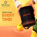 SOPL-OLIVEWARE Dazzle Glassware Round Lunchbox | with Napkin & Steel Spoon | Borosilicate Glass | Microwave Proof | Set of 3 (400ml)