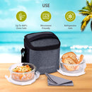 Oliveware Rio Glassware Round Lunchbox for Office | Borosilicate Glass | Microwave, Dishwasher & Freezer Safe | Set of 2 Leak Proof & Air Tight Containers | 320ml Each