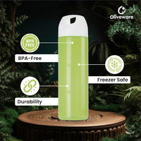 Oliveware Hercules Water Bottle | Durable Plastic | Fits Bags & Fridge | 750 Ml Capacity | for Home & Office Use | with Easy Grip Handle (Green, 6)