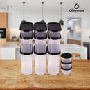 SOPL-OLIVEWARE Modular Storage Containers with Airtight Lid, BPA Free, For Pulses, Rice, Dal & Atta, Set of 12 (3x1800ml, 3x1200ml, 3x600ml & 3x180ml) - Black, Plastic