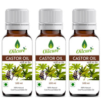 Oilcure Castor Oil Cold Pressed Edible 100 ml - Pack of 3 (300 ml)