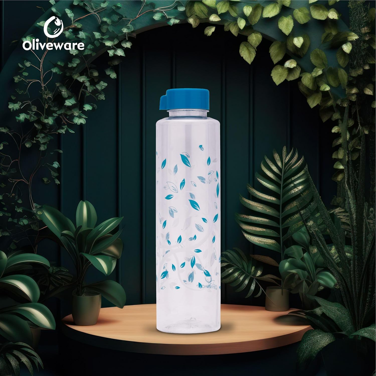 oliveware Elegant Range Premium PET Water Bottle With Better Grip, BPA Free & 100% Leak Proof, 1 Litre Bottle, For Home & Office Use, Pack of 6 - Green