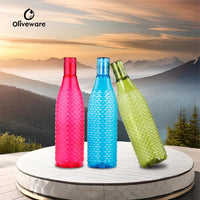 oliveware Premium Mosaic Range Plastic Water Bottle, 1L, Set of 3, Multicolour