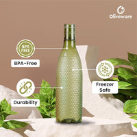 oliveware Honeycomb Design Premium PET Water Bottle With Better Grip, BPA Free & 100% Leak Proof, 1 Litre Bottle, For Home & Office Use, Pack of 6 - Multi