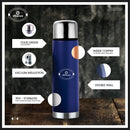 SOPL-OLIVEWARE Skyper Vacuum Bottle (500ml), Stainless Steel, Hot & Cold, Insulated Bottle, Fit for Indoor & Outdoors (Blue)