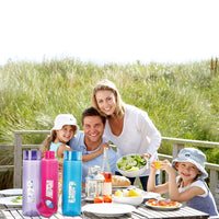 oliveware Round Water Bottle, BPA Free & 100% Leak Proof, 1 Litre Bottle, Better Grip, for Home & Office Use, Set of 6 - Multi