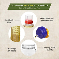 oliveware Oil Dispenser | Easy to Pour | Leak-Proof | Oil Container Transparent | 500 Ml Capacity | Pack of 2 | Anti Skid & No Spill Bottle - Red