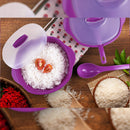 oliveware Diplomat Serving Bowl Set (2000 ML) | 2 Bowls with lid and Serving Spoons | Microwave Safe | for Heating & Serving| for Breakfast, Lunch, Dinner - Purple, Plastic