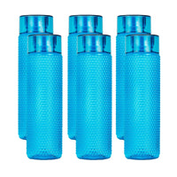 Oliveware Honey Comb 1 L Best Grip Water Bottle with Round Cap (1000 ml, Turquoise Blue) - Pack of 6