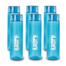 oliveware Round Water Bottle, BPA Free & 100% Leak Proof, 1 Litre Bottle, Better Grip, for Home & Office Use, Set of 6 - Blue