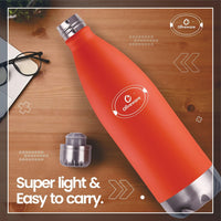 SOPL-OLIVEWARE Sigma Vacuum Double Wall Bottle, Stainless Steel, Hot & Cold, Insulated Bottle, Fit for Indoor & Outdoors (500 Ml, Orange)