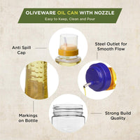 oliveware Oil Dispenser - Blue | Easy to Pour | Leak-Proof | Oil Container Transparent | 1000 ml Capacity | Anti Skid & No Spill Bottle