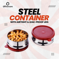 oliveware SOPL (logo) with Device Wonder Stainless Steel Containers, Leak Proof & Spill Proof, Dishwasher Safe, Set of 2 (450ml) Each - Red