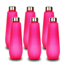 oliveware Corn Water Bottle with Round Cap, Better Grip, BPA Free & 100% Leak Proof, 1 Litre Capacity, Sturdy, Pink, Pack of 6