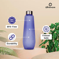 oliveware Corn Water Bottle with Round Cap | BPA Free & Leal Proof | 1 Litre Bottle | Violet | Pack of 3
