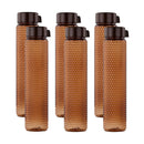 oliveware Premium RIDGED Range Plastic Water Bottle, 400ml, Set of 6, Brown