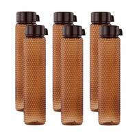 oliveware Premium RIDGED Range Plastic Water Bottle, 400ml, Set of 6, Brown