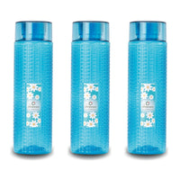 oliveware Round Water Bottle, BPA Free & 100% Leak Proof, 1 Litre Bottle, Better Grip, for Home & Office Use, set of 6 - Blue