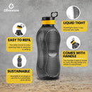 Oliveware King 2 Litre Water Bottle | For Home, Office & Gym | 2000 ML Jumbo Size | Sturdy with Holder | BPA Free Premium Bottle | Best Big 2L Bottle - Black Yellow