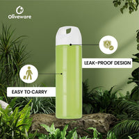 Oliveware Hercules Water Bottle | Durable Plastic | Fits Bags & Fridge | 750 Ml Capacity | for Home & Office Use | with Easy Grip Handle (Green, 3)