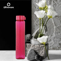 Oliveware Honey Comb Premium PET Water Bottle, Better Grip, 400 ml Capacity, BPA Free & Leak Proof, for Home & Office Use, Set of 3 (Pink)