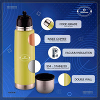 SOPL-OLIVEWARE Spyker Vacuum Double Wall Flask Bottle, Stainless Steel (500ml), Hot & Cold, Insulated Bottle, Fit for Indoor & Outdoors - Green