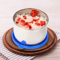 oliveware Magic Storage Containers, 100% Leak Proof and Spill Proof, 2 Stainless Steel Containers with BPA Free Airtight Lid (600ml Each) - Blue