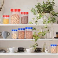 oliveware Honeycomb Range Kitchen Container, Air Tight Storage with Fridge Bottles, BPA Free, Set of 18 (15 Boxes + 3 Water Bottles) - Red