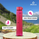 oliveware Premium RIDGED Range Plastic Water Bottle, 400ml, Set of 6, Pink