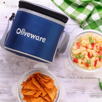 SOPL-OLIVEWARE Rocky Glassware Round Lunchbox, Borosilicate Glass Containers, Microwave Safe & Leak Proof, 2 Containers with BPA Free Lids (400ml) Each - Pink