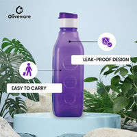 Oliveware Premium PP Water Bottle | SUPERIYA Range | Multi - Pack of 3 | 1 Litre Bottle | Better Grip | 1000 Ml Capacity | for Home & Office Use
