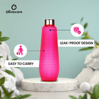 oliveware Corn Water Bottle with Round Cap, BPA Free & 100% Leak Proof, 1 Litre Capacity, Better Grip, Sturdy, Pink, Pack of 3