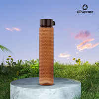 Oliveware Honey Comb Premium PET Water Bottle, Better Grip, 400 ml Capacity, BPA Free & Leak Proof, for Home & Office Use, Set of 3 (Multi)