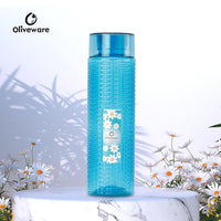 oliveware Round Water Bottle, BPA Free & 100% Leak Proof, 1 Litre Bottle, Better Grip, for Home & Office Use, Set of 6 - Blue