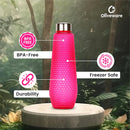 oliveware Corn Water Bottle with Round Cap, Better Grip, BPA Free & 100% Leak Proof, 1 Litre Capacity, Sturdy, Pink, Pack of 6