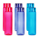 oliveware Plastic Water Bottle With Cap, 1000ml, Pack Of 6, Multicolor
