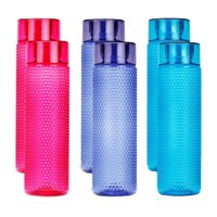 oliveware Plastic Water Bottle With Cap, 1000ml, Pack Of 6, Multicolor