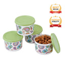 oliveware Candy Floss Range Stackable Containers with Airtight Lid, For Snacks & Dry Fruits, BPA Free, 100% Leak Proof, Set of 4 (300ml) Each - Green