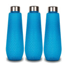 oliveware Corn Water Bottle with Round Cap | 1000 Ml | BPA Free & Sturdy | Blue | Pack of 3