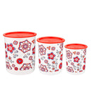 oliveware Pasha Range Stackable Plastic Containers, BPA Free, For Rice, Dal, Atta & Flour, Set of 3 (2200ml, 1350ml & 850ml) - Red