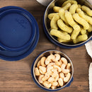 oliveware Elegant Combo Storage Containers, 100% Leak Proof and Dishwasher Safe, 4 Stainless Steel Containers with BPA Free Lid (2x450ml & 2x250ml) - Blue