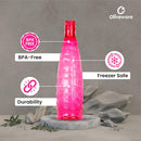 oliveware Stunning Range Premium PET Water Bottle With Better Grip, BPA Free & 100% Leak Proof, 1 Litre Bottle, For Home & Office Use, Pack of 6 - Pink