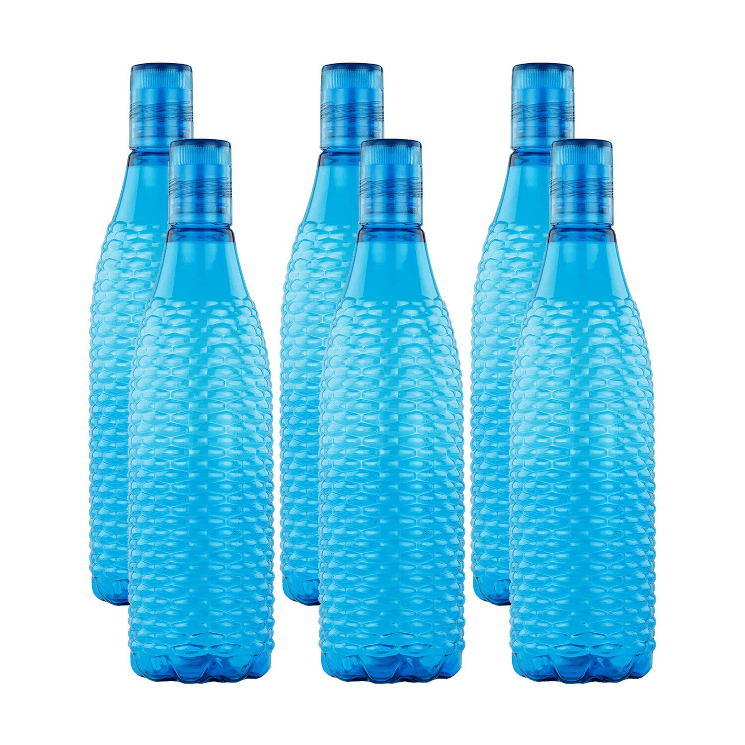 oliveware Premium Mosaic Range Plastic Water Bottle, 1L, Set of 6, Blue