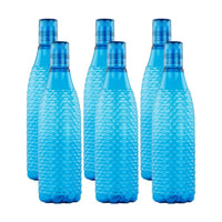 oliveware Premium Mosaic Range Plastic Water Bottle, 1L, Set of 6, Blue