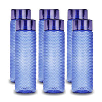 Oliveware Honey Comb 1000 ml Sturdy and Unbreakable Water Bottle with Round Cap (Blue) -Pack of 6