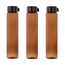 oliveware Premium RIDGED Range Plastic Water Bottle, 400ml, Set of 3, Brown