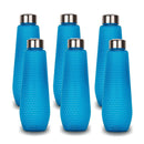 oliveware Corn Water Bottle with Round Cap | BPA Free & 100% Leak Proof | 1000 Ml | Sturdy | Blue | Pack of 6